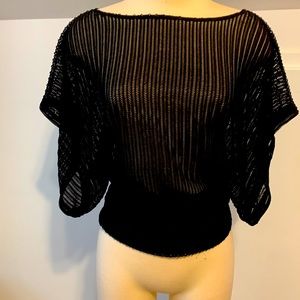 Black Open Sleeve Knit Sexy Shirt